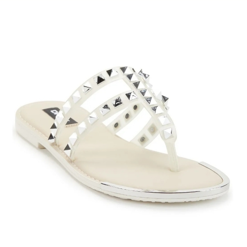 DKNY Sal Thong Sandal Flip Flop Lucite Ivory Ivy Slip On